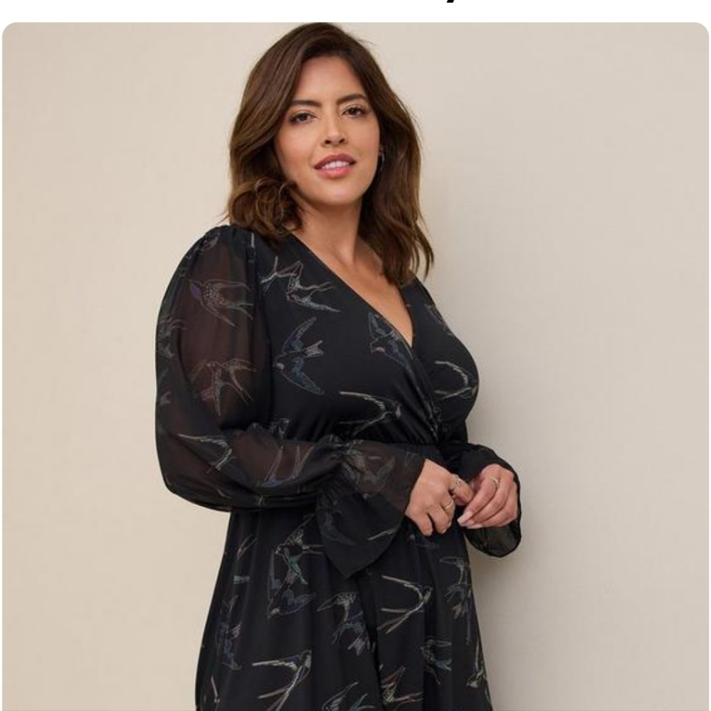 Torrid Size 2 Black Sparrow dress with sleeves